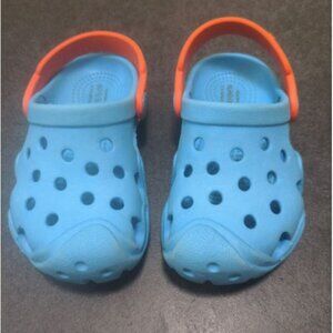Crocs Blue Orange Iconic Comfort Clogs Size 8 Toddler Kids